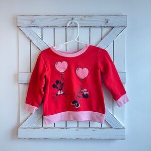 Disney Minnie and Mickey Mouse Toddler Red and Pink Heart Sweatshirt